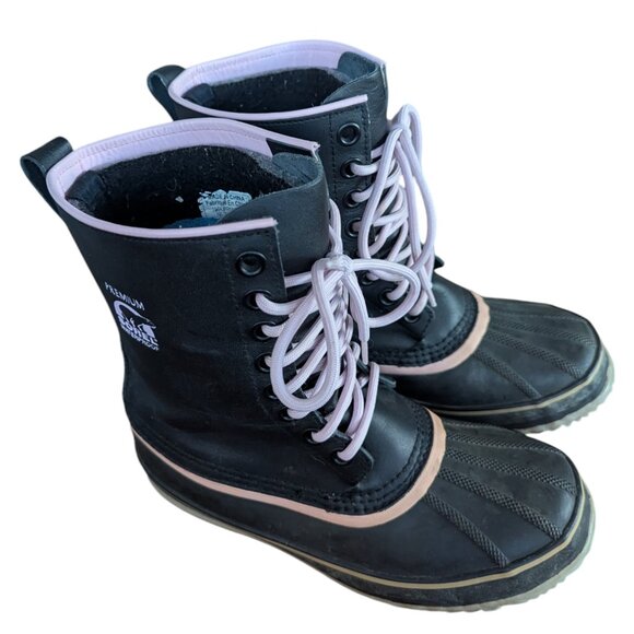 Sorel Black & Pink Leather Waterproof Insulated Women's Winter Snow Boots Size 9 - Picture 5 of 16